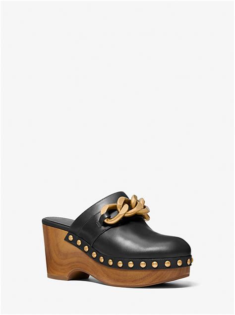 Scarlett Embellished Leather Platform Clog 